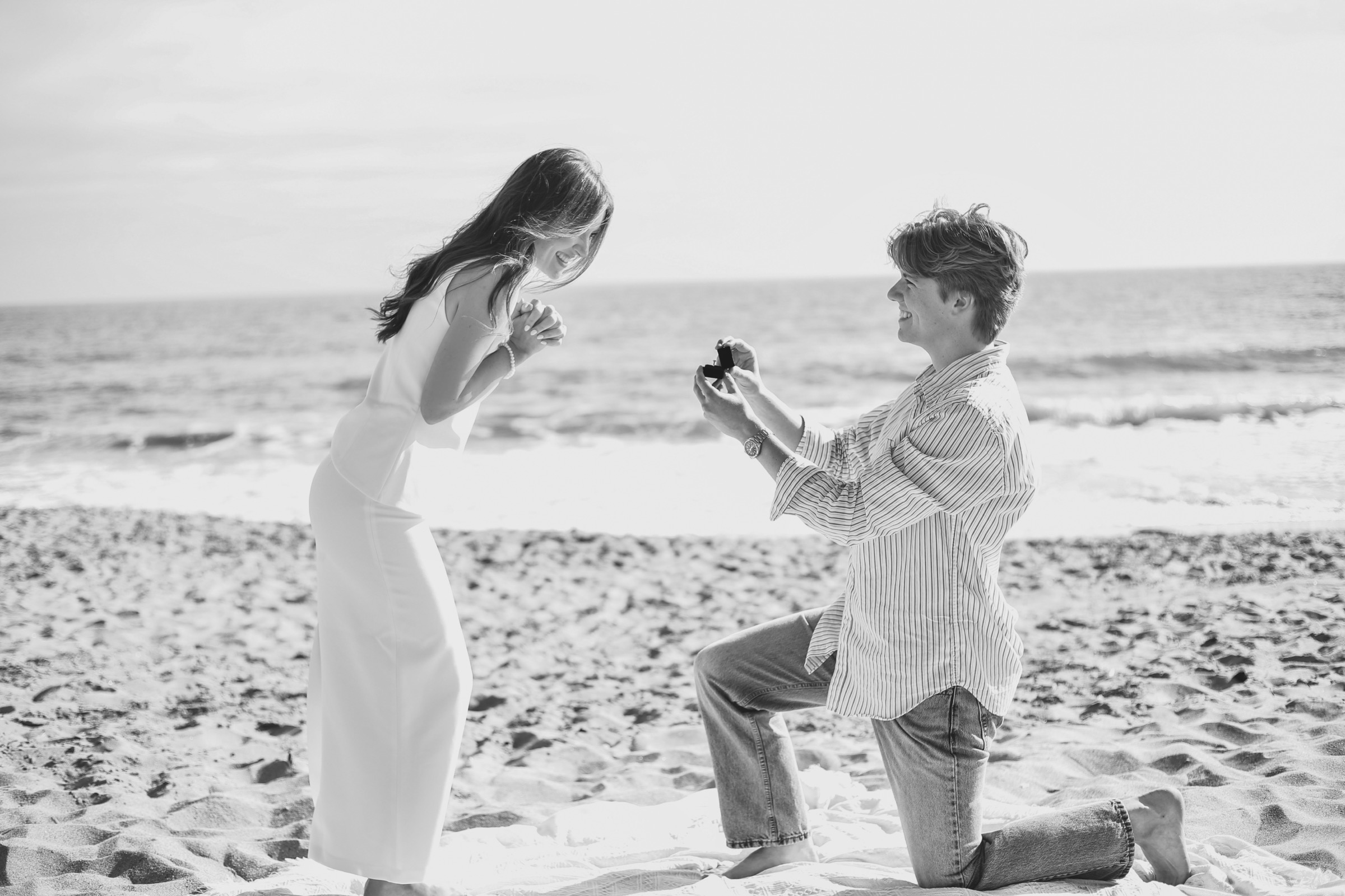 Cole and Bridget — Beach engagement moment